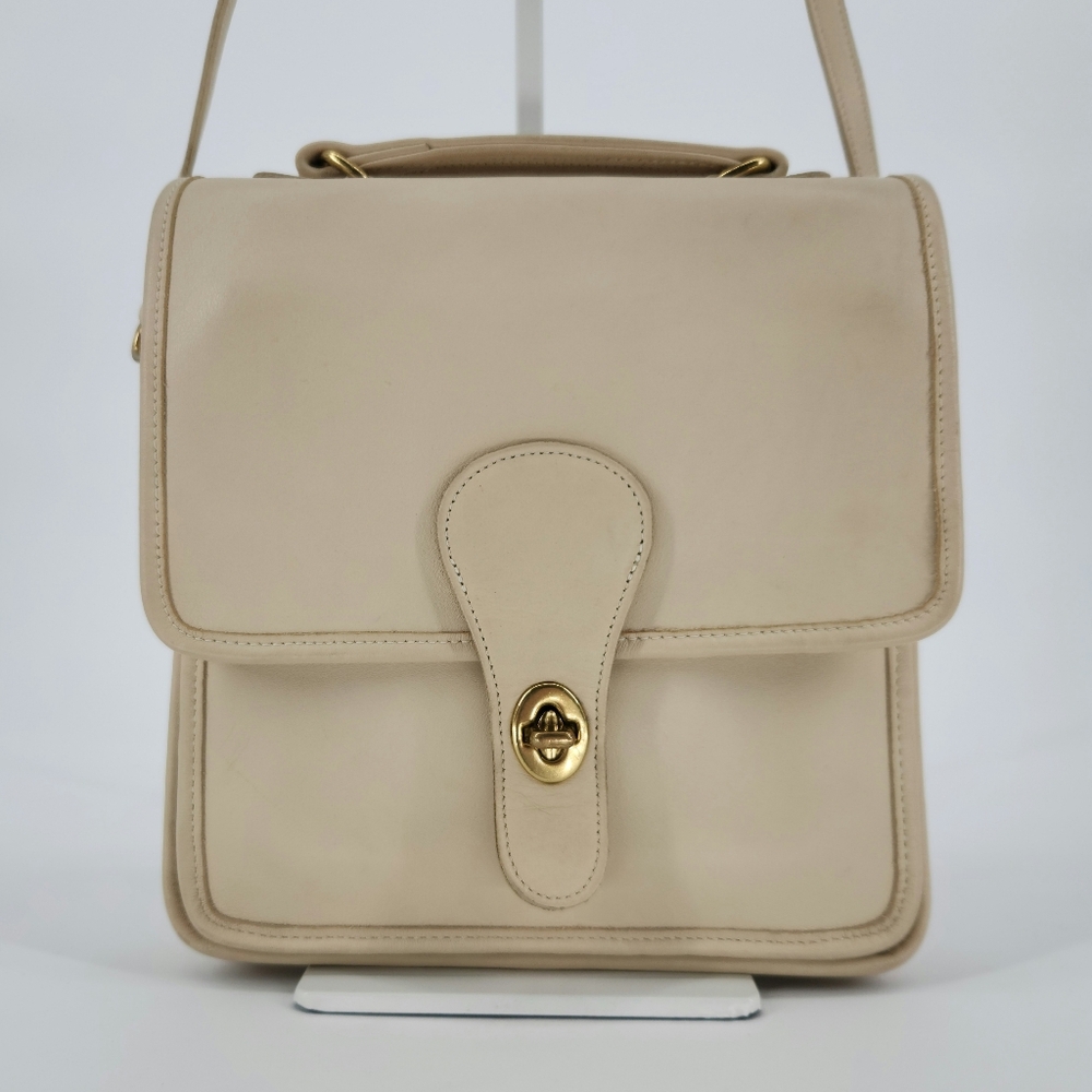 Vintage Coach 5130 Station Beige Glove-Tanned Leather Crossbody Bag USA